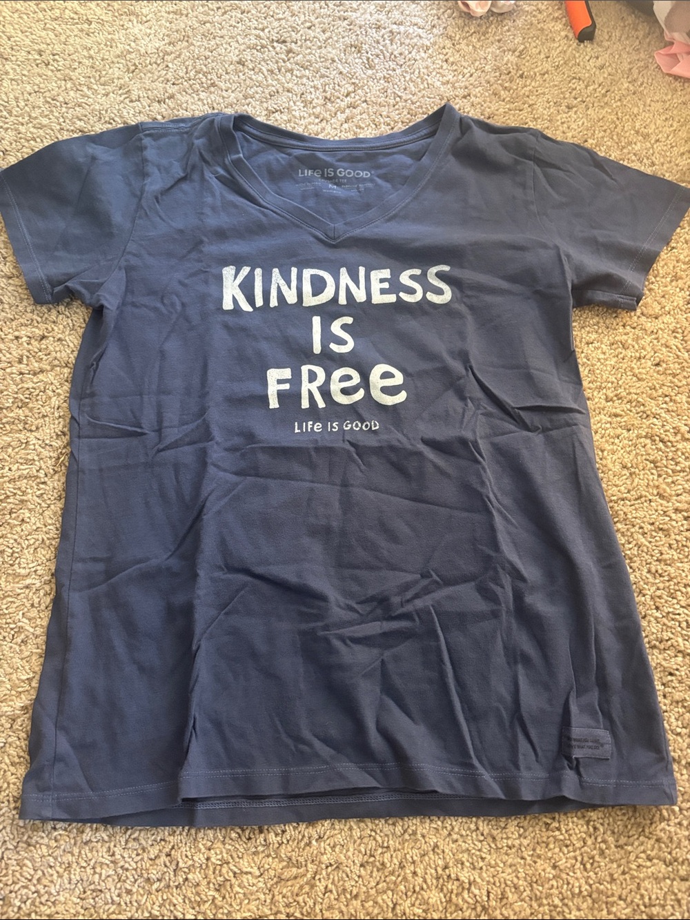 Life Is Good Navy V-Neck 'Kindness Is Free' Graphic Tee